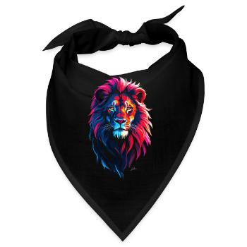Roter und blauer Löwe - Bandana - Schwarz - Vorne
