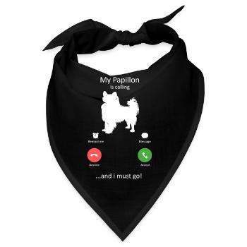 Papillon Hund Anruf-Smartphone-Schnittstelle - Bandana - Schwarz - Vorne