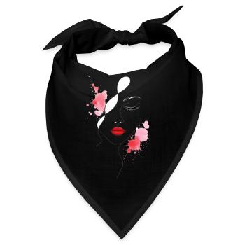 Frauengesicht mit roten Lippen - Bandana - Schwarz - Vorne