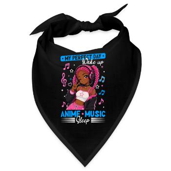 Anime and Music Chibi Black Girl - Bandana - Schwarz - Vorne