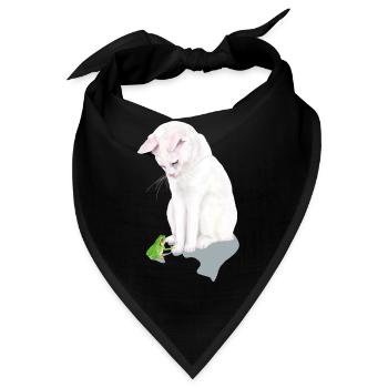 weiße Katze trifft Frosch - Bandana - Schwarz - Vorne