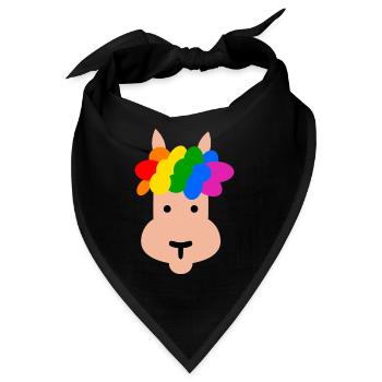 Lama mit Regenbogen Frisur - Bandana - Schwarz - Vorne