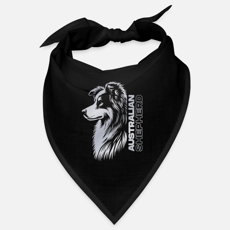 Australian Shepherd Portrait | Aussiekopf silber Bandana