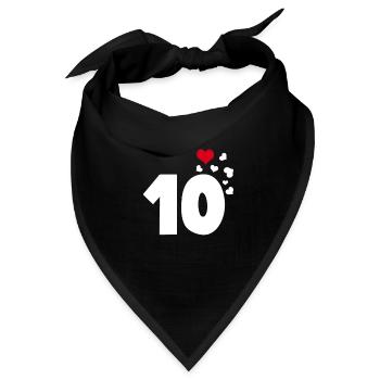 10 Herzen 10. Geburtstag - Bandana - Schwarz - Vorne