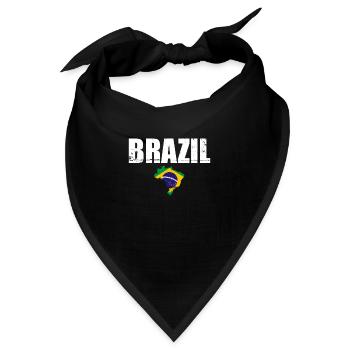 Brazil Brasilien Karte Flagge Brasilianer - Bandana - Schwarz - Vorne
