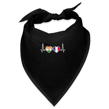 Indien Frankreich Vintage Herzschlag Flagge Inder - Bandana - Schwarz - Vorne
