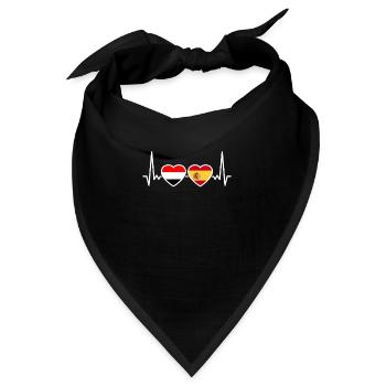 Jemen Spanien Herzschlag Flagge Spanisch Jemenit - Bandana - Schwarz - Vorne