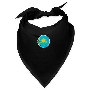 Kasachstan Vintage Kasachische Flagge Kasache - Bandana - Schwarz - Vorne