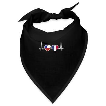 Chile Frankreich Vintage Herzschlag Flagge Chilene - Bandana - Schwarz - Vorne