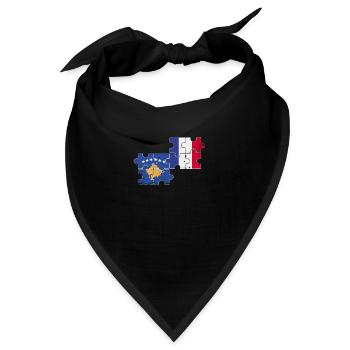 Kosovo Frankreich Vintage Flagge Kosovare - Bandana - Schwarz - Vorne