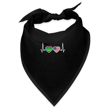Mauretanien USA Herzschlag Flagge Mauretanier - Bandana - Schwarz - Vorne