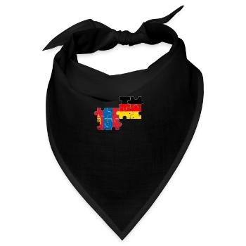 Mongolei Deutschland Vintage Flagge Mongolisch - Bandana - Schwarz - Vorne
