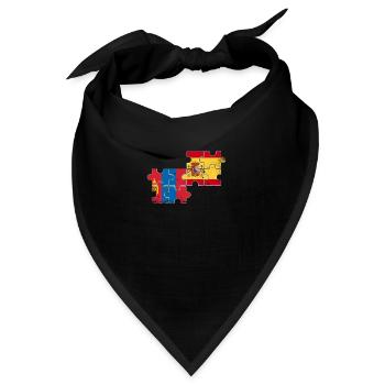 Mongolei Spanien Vintage Flagge Mongolisch - Bandana - Schwarz - Vorne
