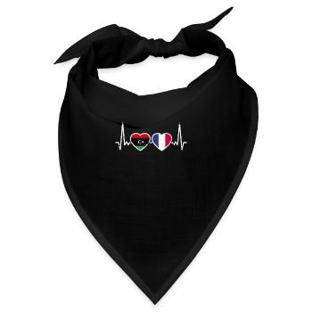 Libyen Frankreich Vintage Herzschlag Flagge Libyer - Bandana - Schwarz - Vorne