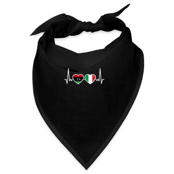 Libyen Italien Herzschlag Flagge Libyer - Bandana - Schwarz - Vorne