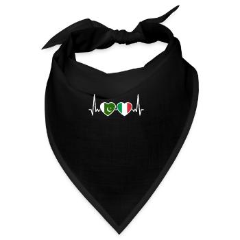 Pakistan Italien Herzschlag Flagge Pakistaner - Bandana - Schwarz - Vorne