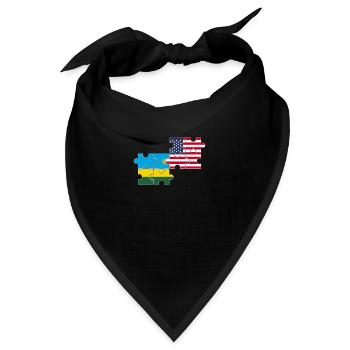 Rwanda USA Flagge Amerikanisch Ruandisch - Bandana - Schwarz - Vorne