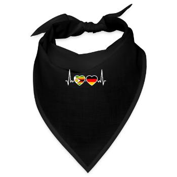 Simbabwe Deutschland Herzschlag Flagge Simbabwer - Bandana - Schwarz - Vorne