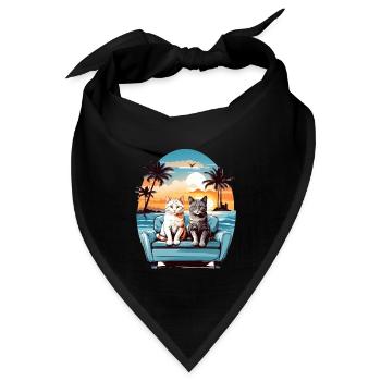 Katzen am Meer - Bandana - Schwarz - Vorne