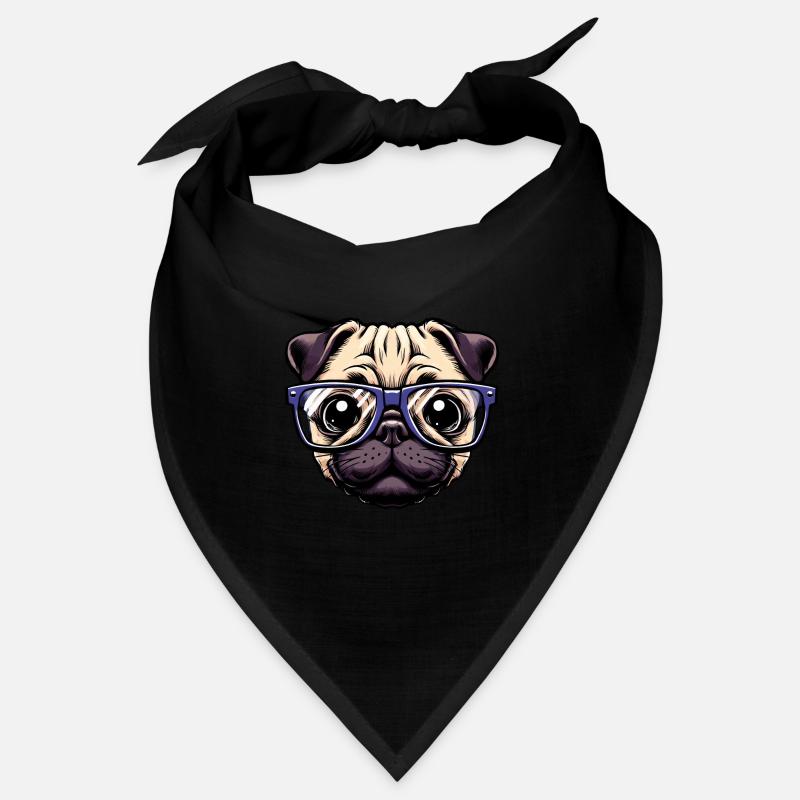 Nerdy pug with glasses Bandana