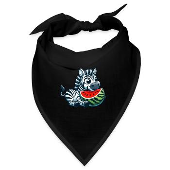 Zebra Mit Wassermelone Fruchtig Lustig - Bandana - Schwarz - Vorne