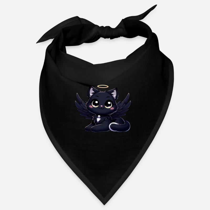 Gothic Katze süß schwarzer Engel mit Flügeln Bandana