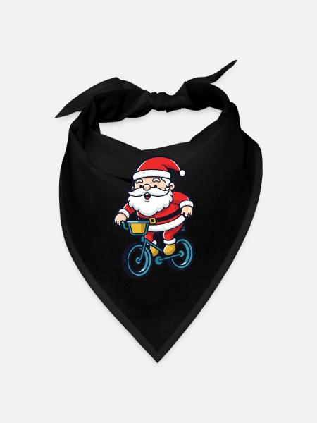 Weihnachtsmann Fahrrad Comic Weihnachten - Bandana - Schwarz