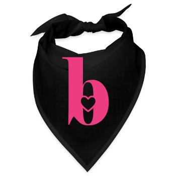 Buchstabe b Anfangsbuchstabe mit Herz - Bandana - Schwarz - Vorne