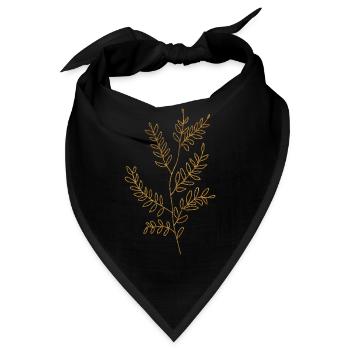 Gold Foliage Flora Line Art - Bandana - Schwarz - Vorne