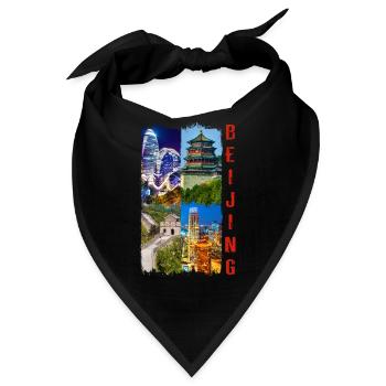 Peking Beijing China Asien Asia Stadt Skyline - Bandana - Schwarz - Vorne