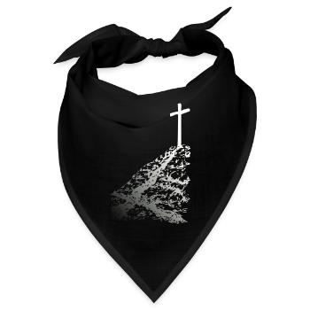 Weißes Kreuz mit Schatten - Bandana - Schwarz - Vorne