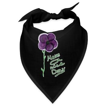 Blumenmotiv mit Handgeschriebenem Gruß - Bandana - Schwarz - Vorne