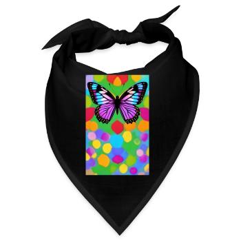 Flieder-Schmetterling auf farbigen Splittern - Bandana - Schwarz - Vorne