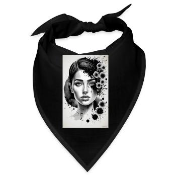 schwarz-weiße Frau - Bandana - Schwarz - Vorne