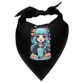 Kawaii Pastel Goth Girl Schleimiges Anime Design - Bandana - Schwarz - Vorne