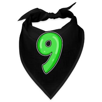 Zahl 9 - Neun - 9 Motiv - Bandana - Schwarz - Vorne