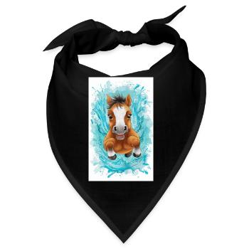 Kleines schwimmendes Pferd - Bandana - Schwarz - Vorne