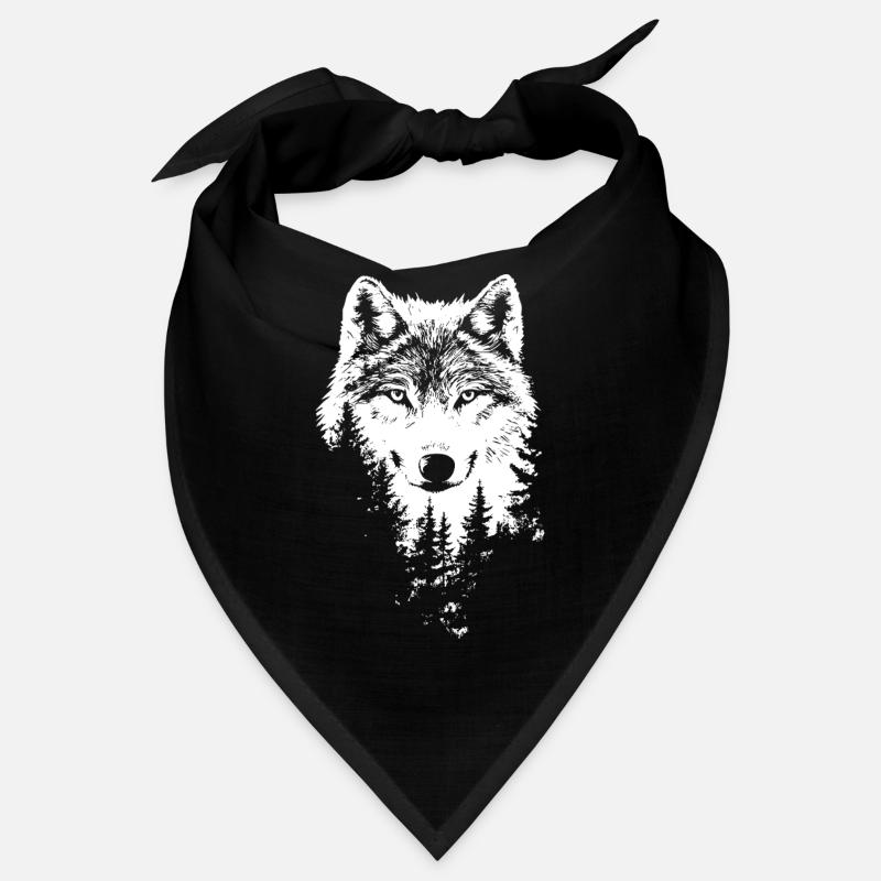 Silhouette de forêt de visage de loup Bandana