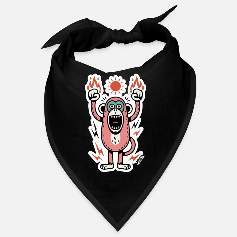 Monkey with flames and raised fists Bandana