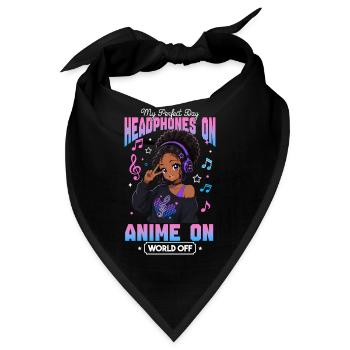 Anime and Music Chibi Black Girl - Bandana - Schwarz - Vorne