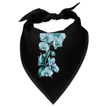 Blau Orchideen Druck - Bandana - Schwarz - Vorne