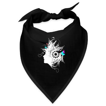 Frau mit Schmetterlingen Kunst Motiv weiss - Bandana - Schwarz - Vorne