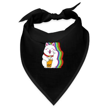 Maneki Neko Japan Glücksbringer Boba Tee - Bandana - Schwarz - Vorne