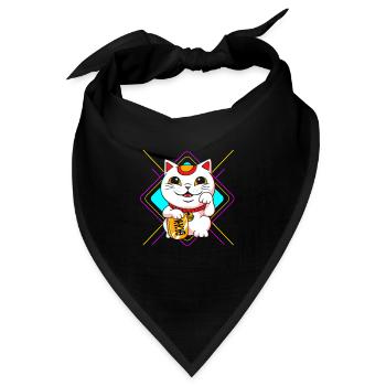 Maneki Neko Japan Glücksbringer - Bandana - Schwarz - Vorne