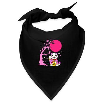 Maneki Neko Japan Glücksbringer - Bandana - Schwarz - Vorne
