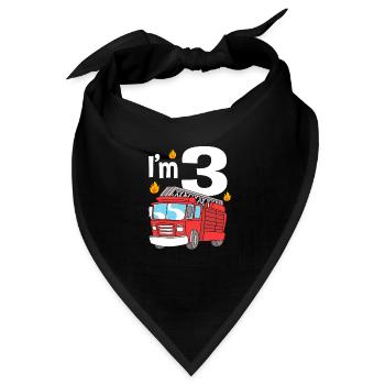 Feuerwehrauto Kindergeburtstag - Bandana - Schwarz - Vorne