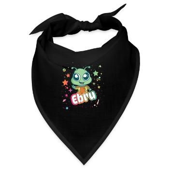 EBRU - Schöner Mädchen Name mit süßem ALIEN - Bandana - Schwarz - Vorne
