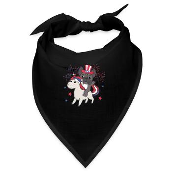 Hund mit Einhorn für den vierten Juli Feuerwerk - Bandana - Schwarz - Vorne