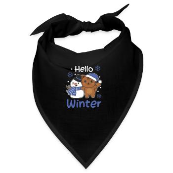 Katze Hello Winter schneemann schnee weihnachten - Bandana - Schwarz - Vorne