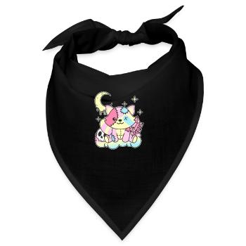 Kawaii Gothic Waschbär Pastellfarben Gothic - Bandana - Schwarz - Vorne